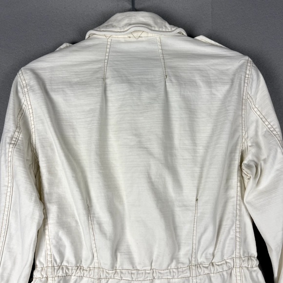 Free People Military Cargo Jacket Womens Small White Full Zip Utility Surplus - Picture 15 of 16
